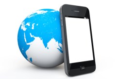 Earth Globe with mobile phone